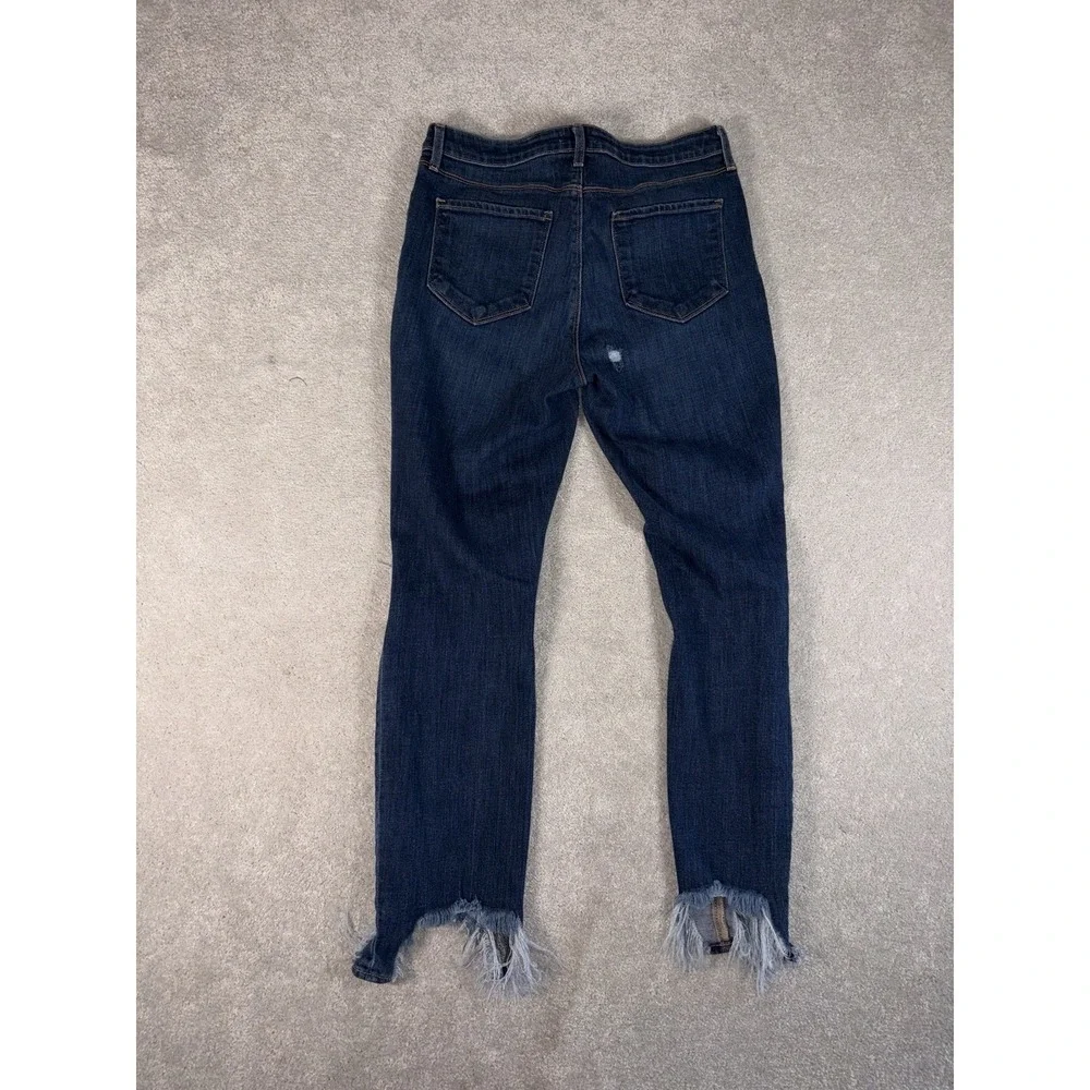 L'Agence High Line‎ Distressed Skinny Jeans Fringe Hem Blue Sz 29